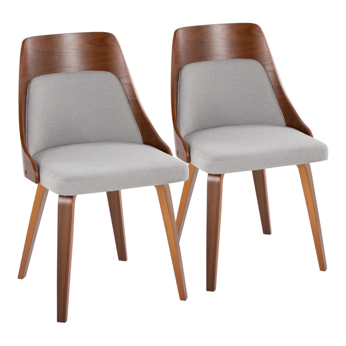 CH-ANBELHLBW2 WLGY2 Anabelle Mid-Century Modern Dining & Accent Chair in Walnut Wood & Grey Fabric - Set of 2