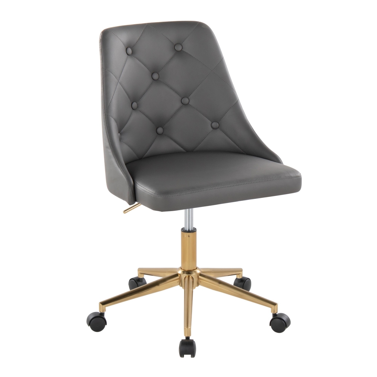 Picture of Lumisource OFC-MARCHEPU-5CSTR1 AUGY1 Marche Contemporary Swivel Task Chair with Casters in Gold Metal & Grey PU Leather
