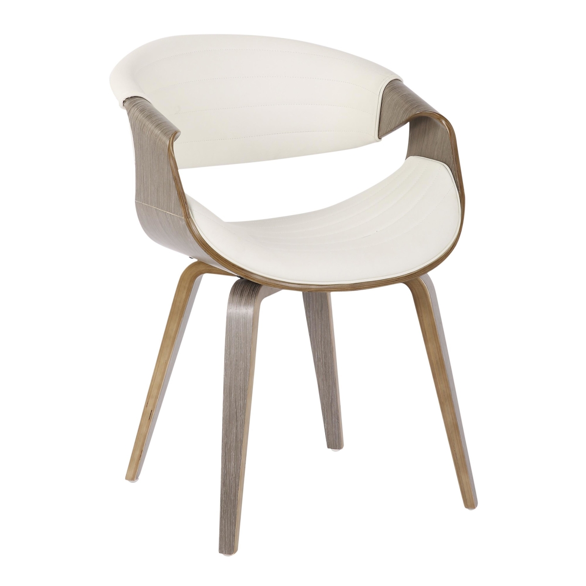 CH-SYMP LGYW Symphony Mid-Century Modern Dining & Accent Chair in Light Grey Wood & White PU Leather