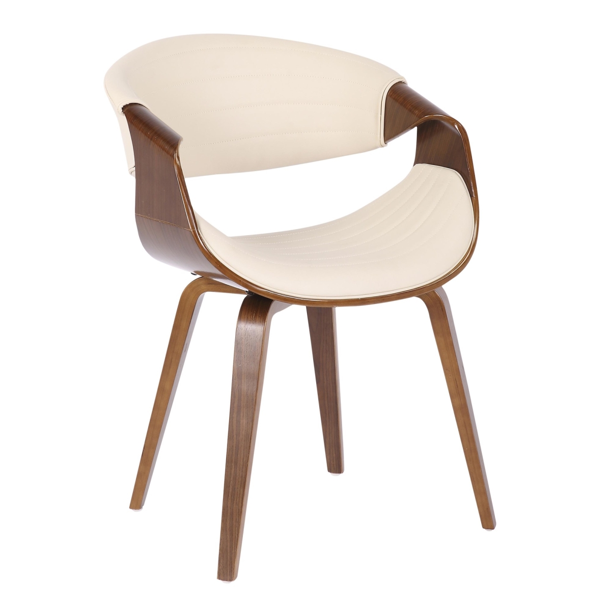 CH-SYMP WLCR Symphony Mid-Century Modern Dining & Accent Chair in Walnut Wood & Cream PU Leather