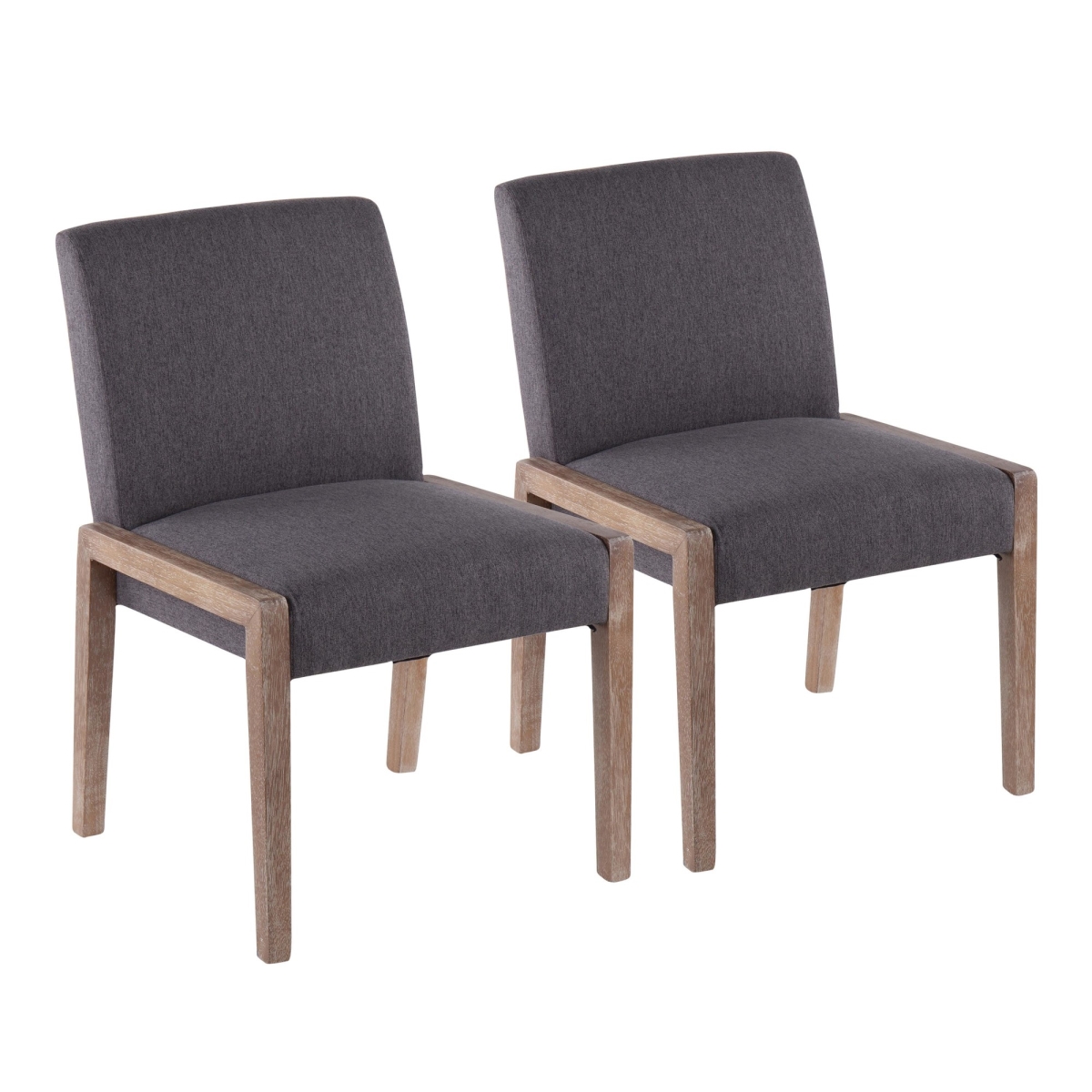 Picture of Lumisource DC-CARMEN WWGY2 Carmen Contemporary Chair in White Washed Wood & Grey Fabric - Set of 2