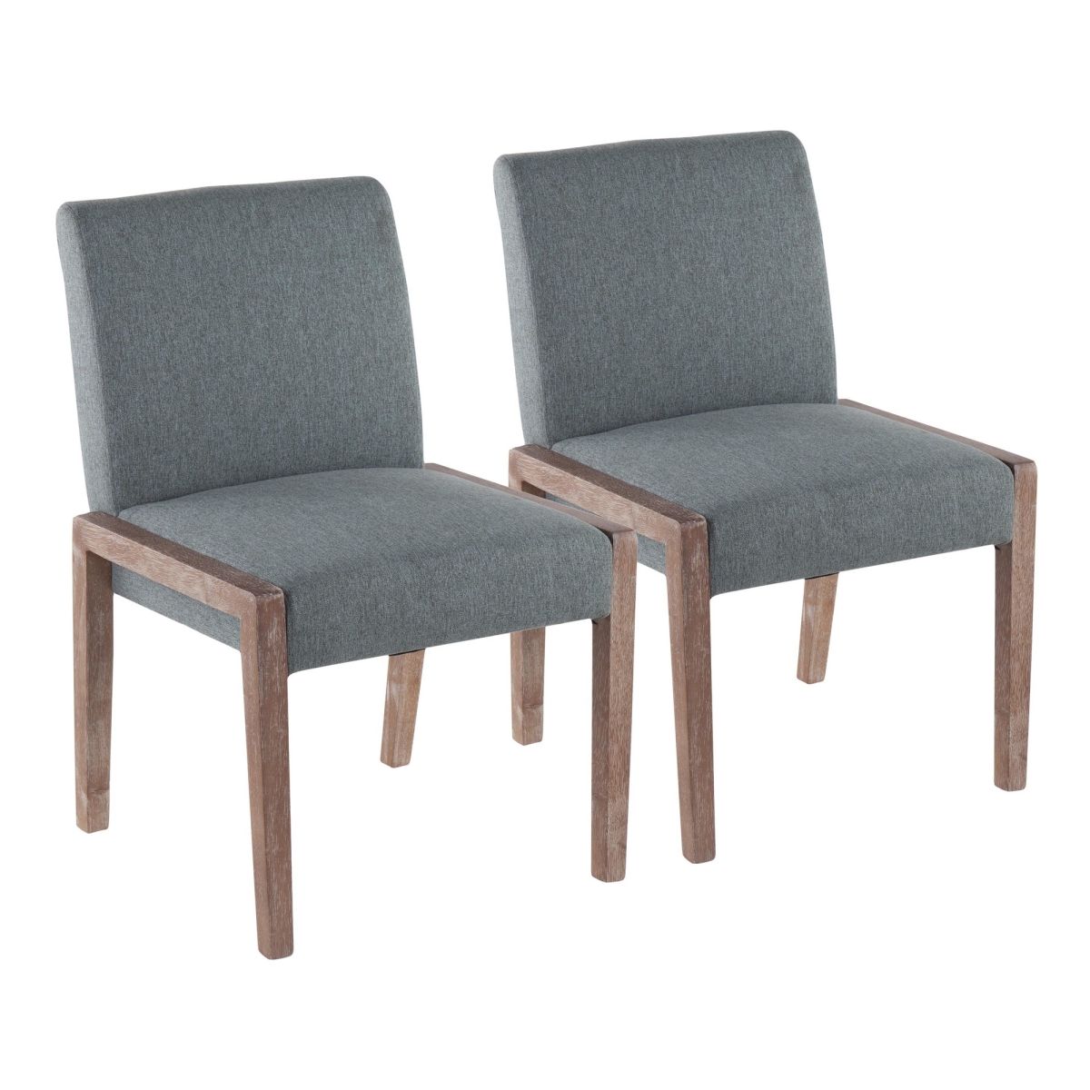 Picture of Lumisource DC-CARMEN WWTL2 Carmen Contemporary Chair in White Washed Wood & Teal Fabric - Set of 2