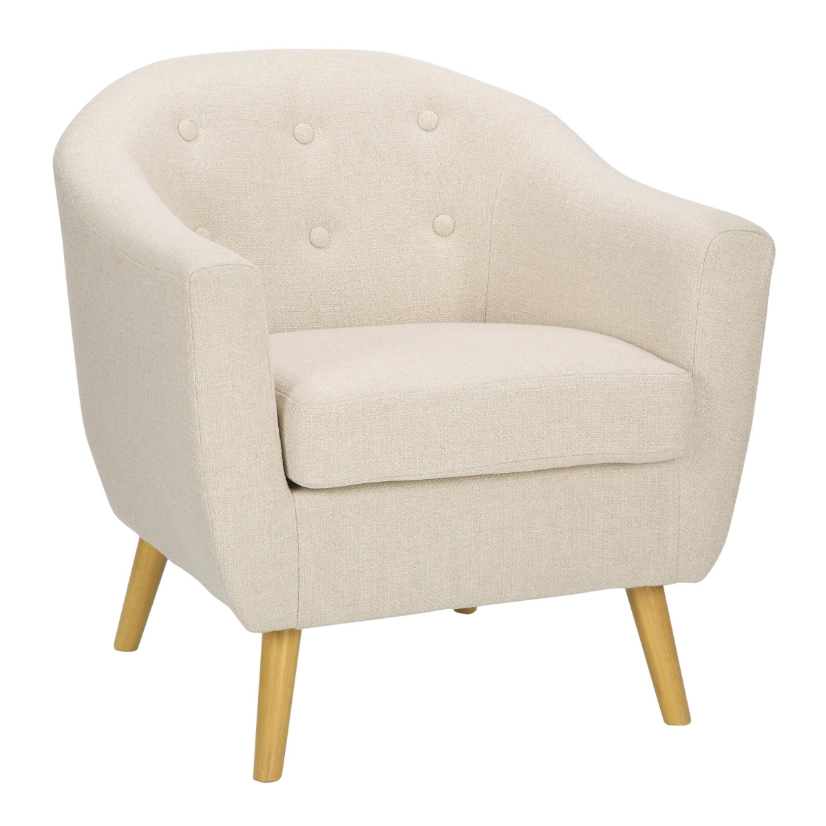 Picture of Lumisource CHR-RKWL NACR Rockwell Mid-Century Modern Accent Chair in Cream Fabric & Natural Wood