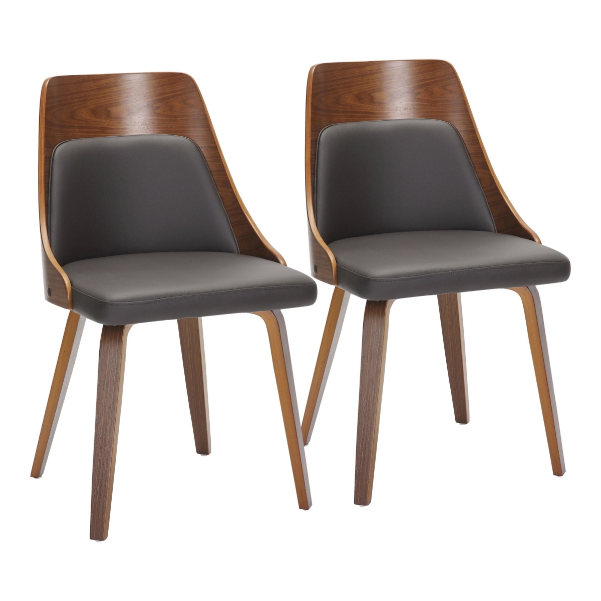 CH-ANBELHLBWPU2 WLBN2 Anabelle Mid-Century Modern Dining & Accent Chair in Walnut Wood & Brown PU Leather - Set of 2
