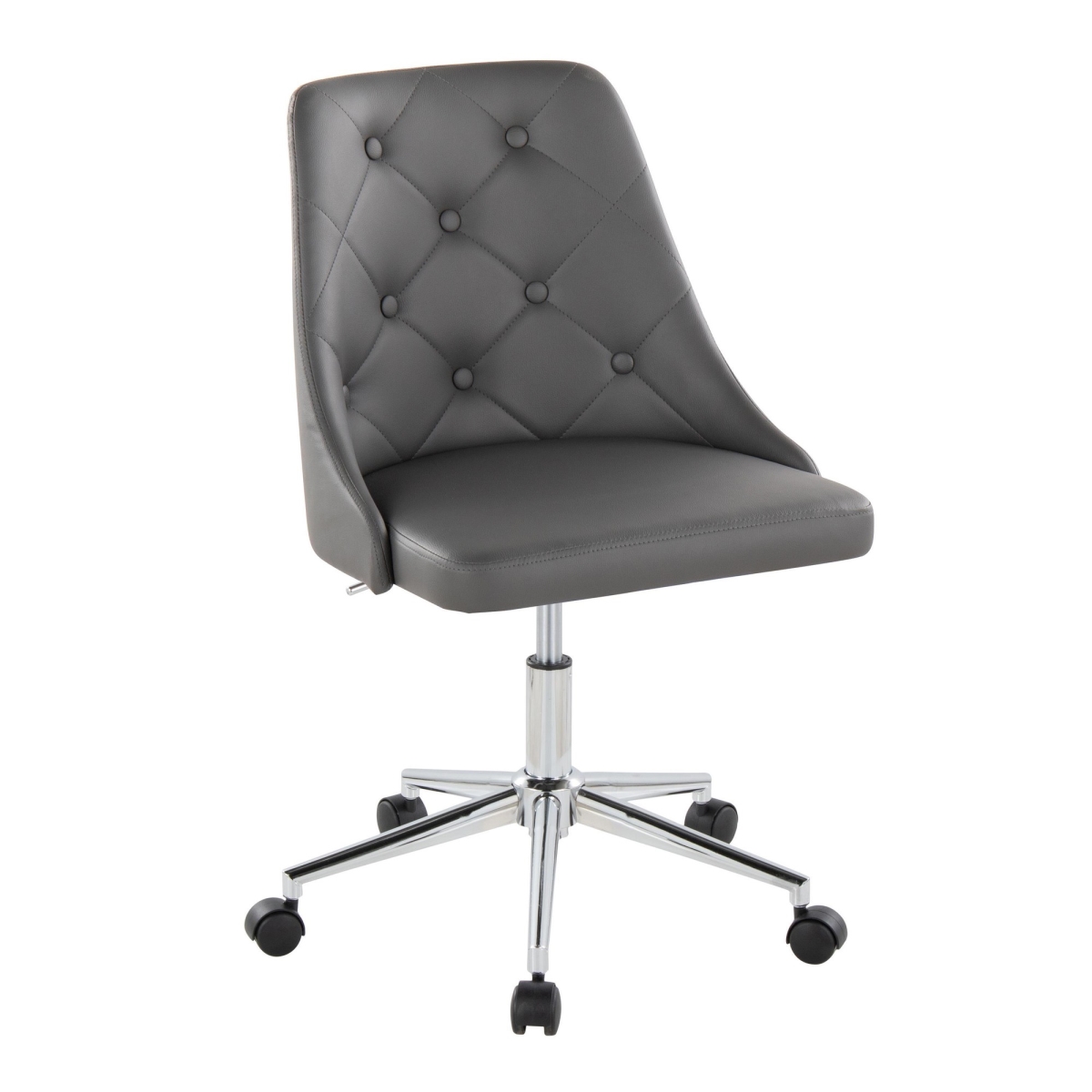 Picture of Lumisource OFC-MARCHEPU-5CSTR1 CHRGY1 Marche Contemporary Swivel Task Chair with Casters in Chrome Metal & Grey PU Leather