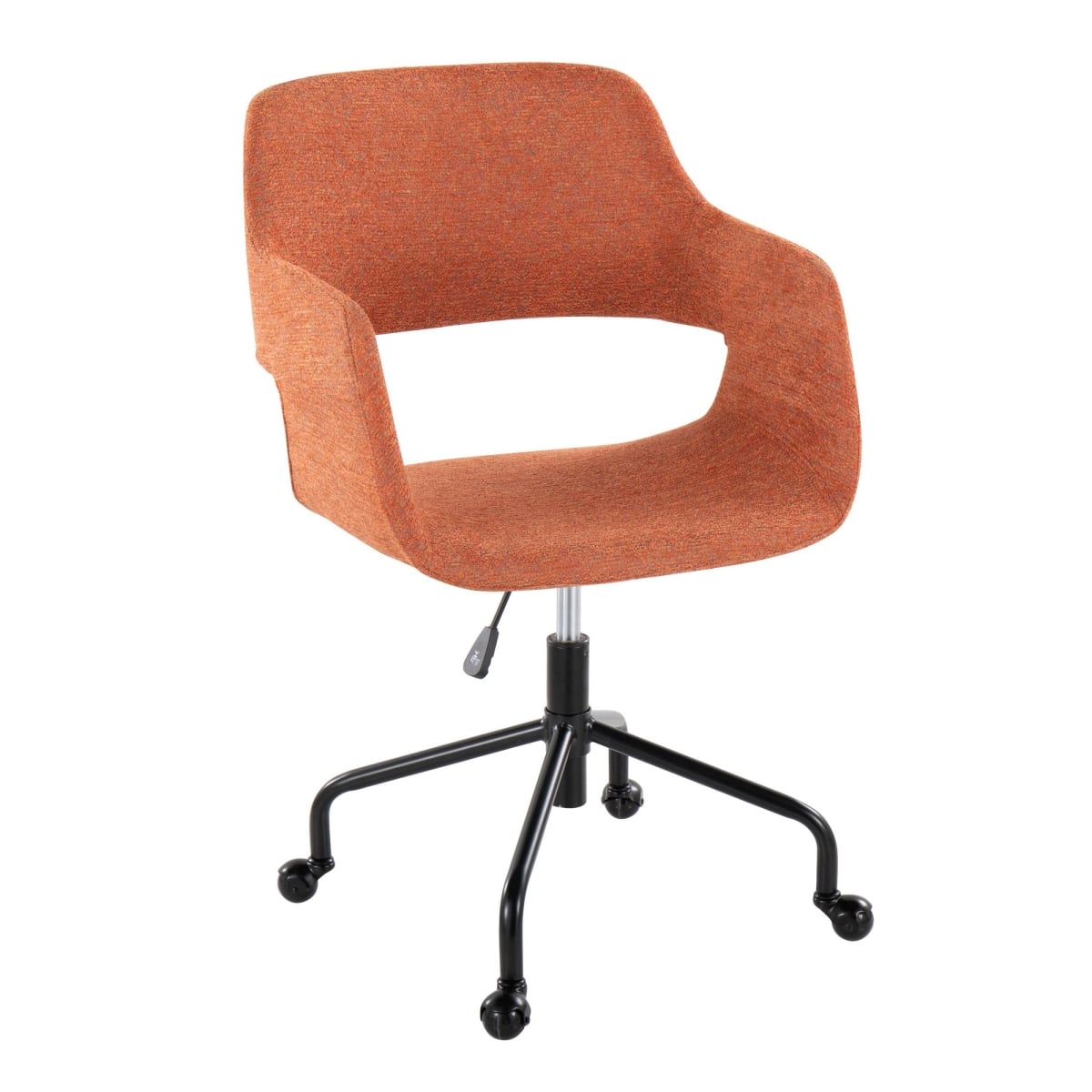 OFC-MARG-CASTAR1 BKO1 Margarite Contemporary Adjustable Office Chair in Black Metal & Orange Fabric