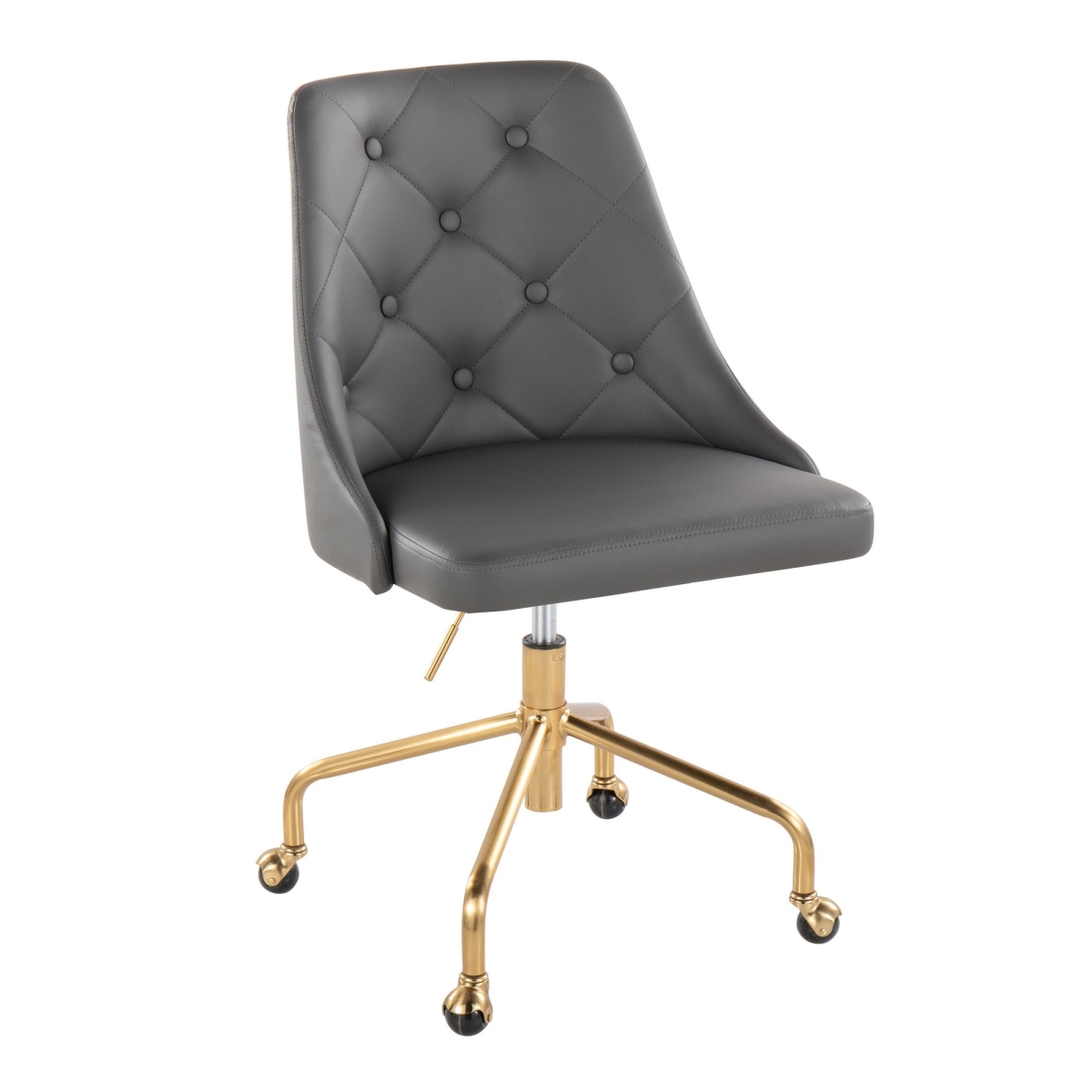 Picture of Lumisource OFC-MARCHEPU-CASTAR1 AUGY1 Marche Contemporary Adjustable Office Chair with Casters in Gold Metal & Grey PU Leather