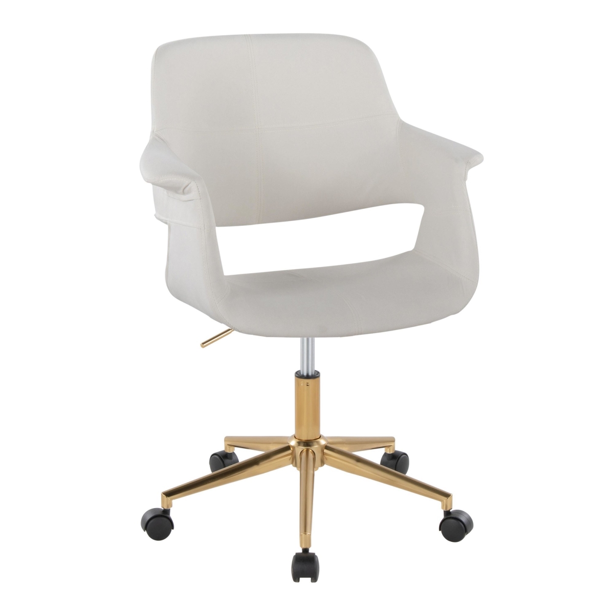 OC-VFLV1 AUCR1 Vintage Flair Mid-Century Modern Office Chair in Gold Metal & Cream Velvet