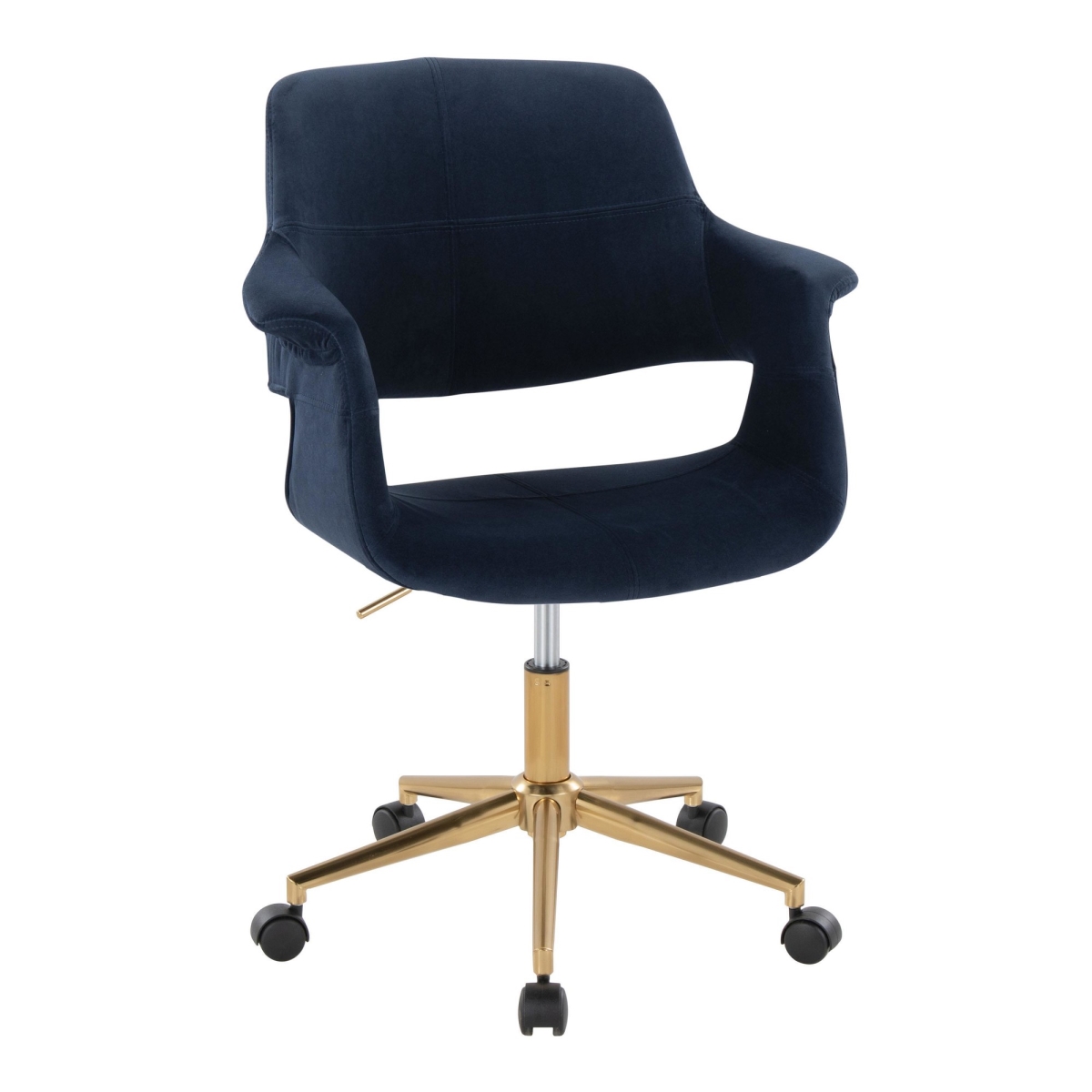 OC-VFLV1 AUBU1 Vintage Flair Mid-Century Modern Office Chair in Gold Metal & Blue Velvet