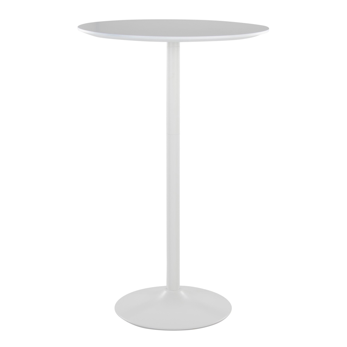 TB-PEB WW Pebble Contemporary Table Adjusts From Dining to Bar in White Metal & White Wood
