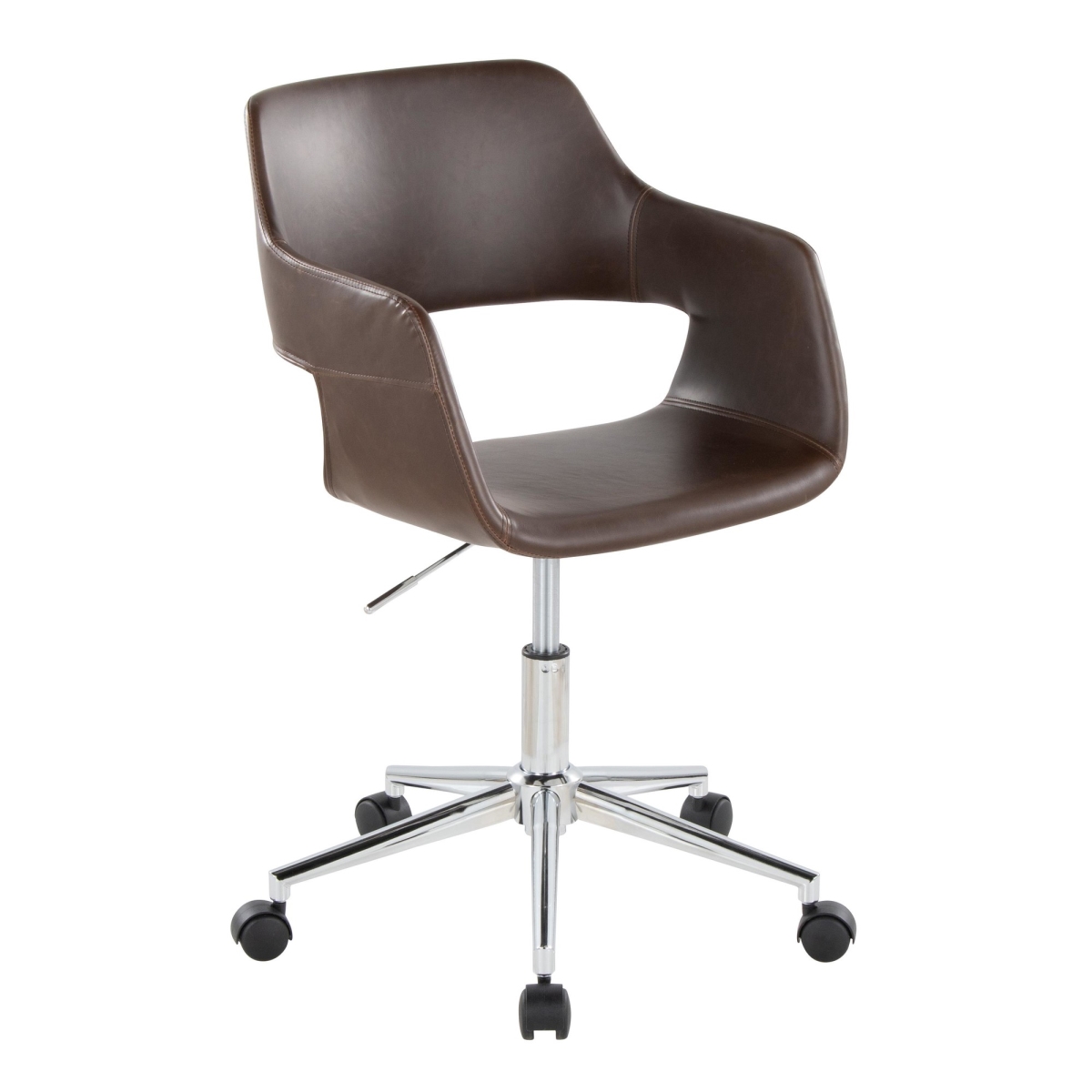 Picture of Lumisource OC-MARGPU1 CHRE1 Margarite Contemporary Task Chair in Chrome Metal & Espresso PU Leather