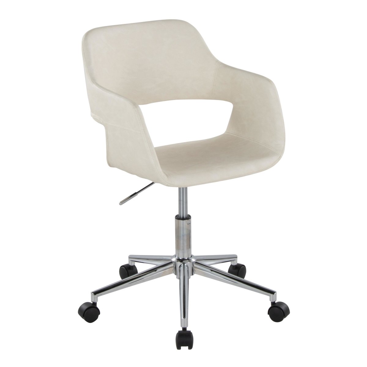 Picture of Lumisource OC-MARGPU1 CHRCR1 Margarite Contemporary Task Chair in Chrome Metal & Cream PU Leather