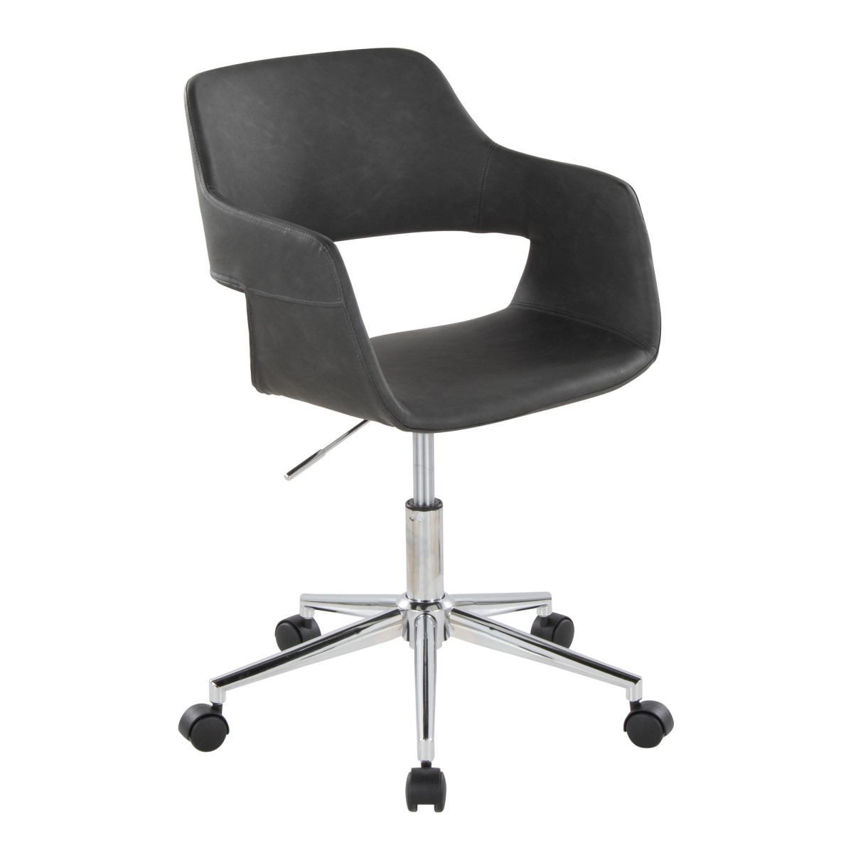 Picture of Lumisource OC-MARGPU1 CHRGY1 Margarite Contemporary Task Chair in Chrome Metal & Grey PU Leather