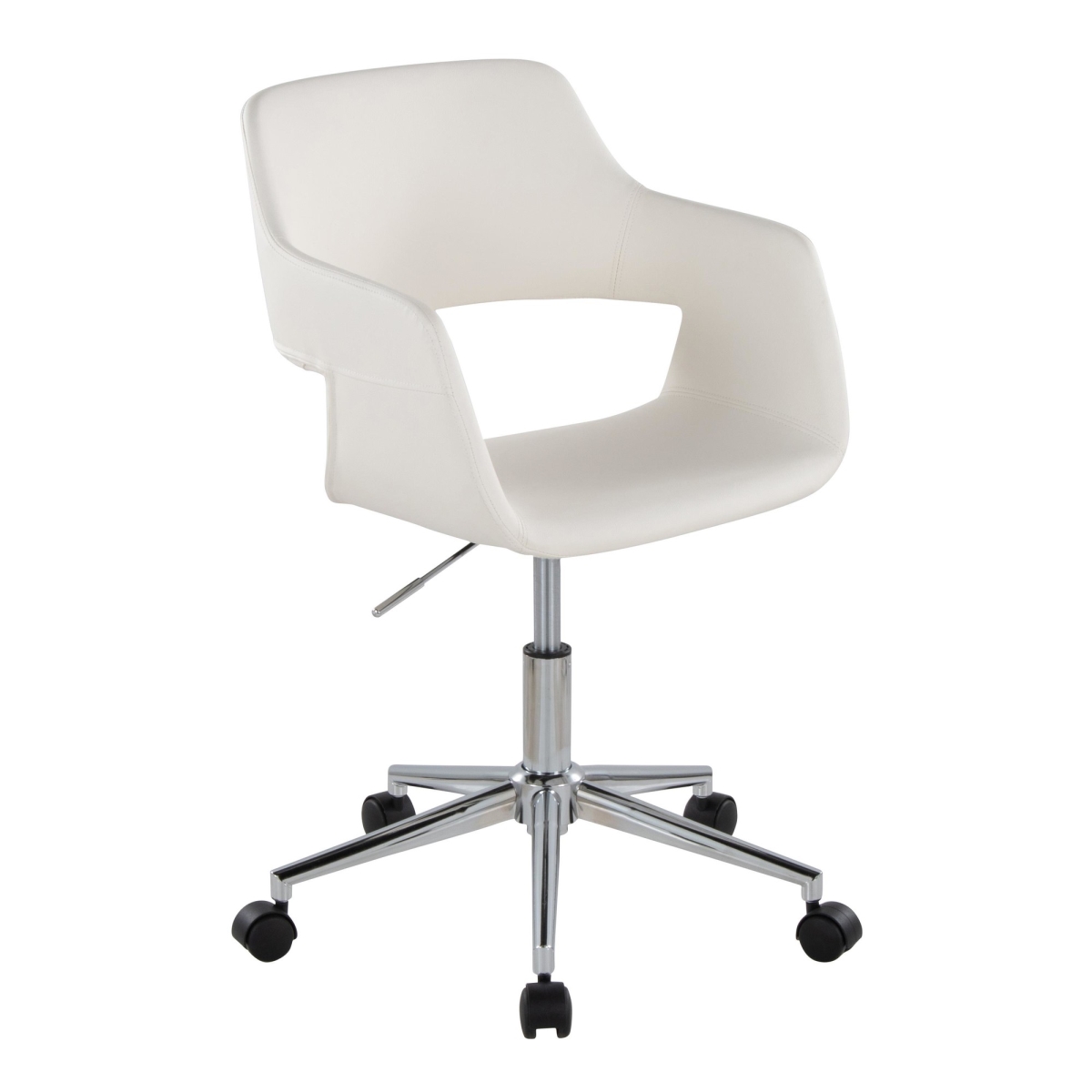 Picture of Lumisource OC-MARGPU1 CHRW1 Margarite Contemporary Task Chair in Chrome Metal & White PU Leather