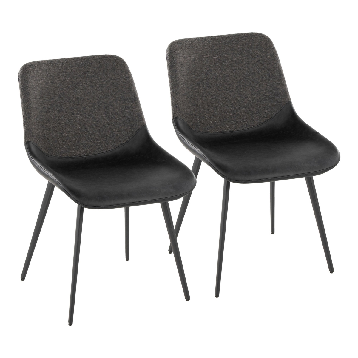 Picture of Lumisource DC-OTLW BKBKGY2 Outlaw Industrial Two-Tone Chair in Black Metal with Black PU Leather & Grey Fabric - Set of 2