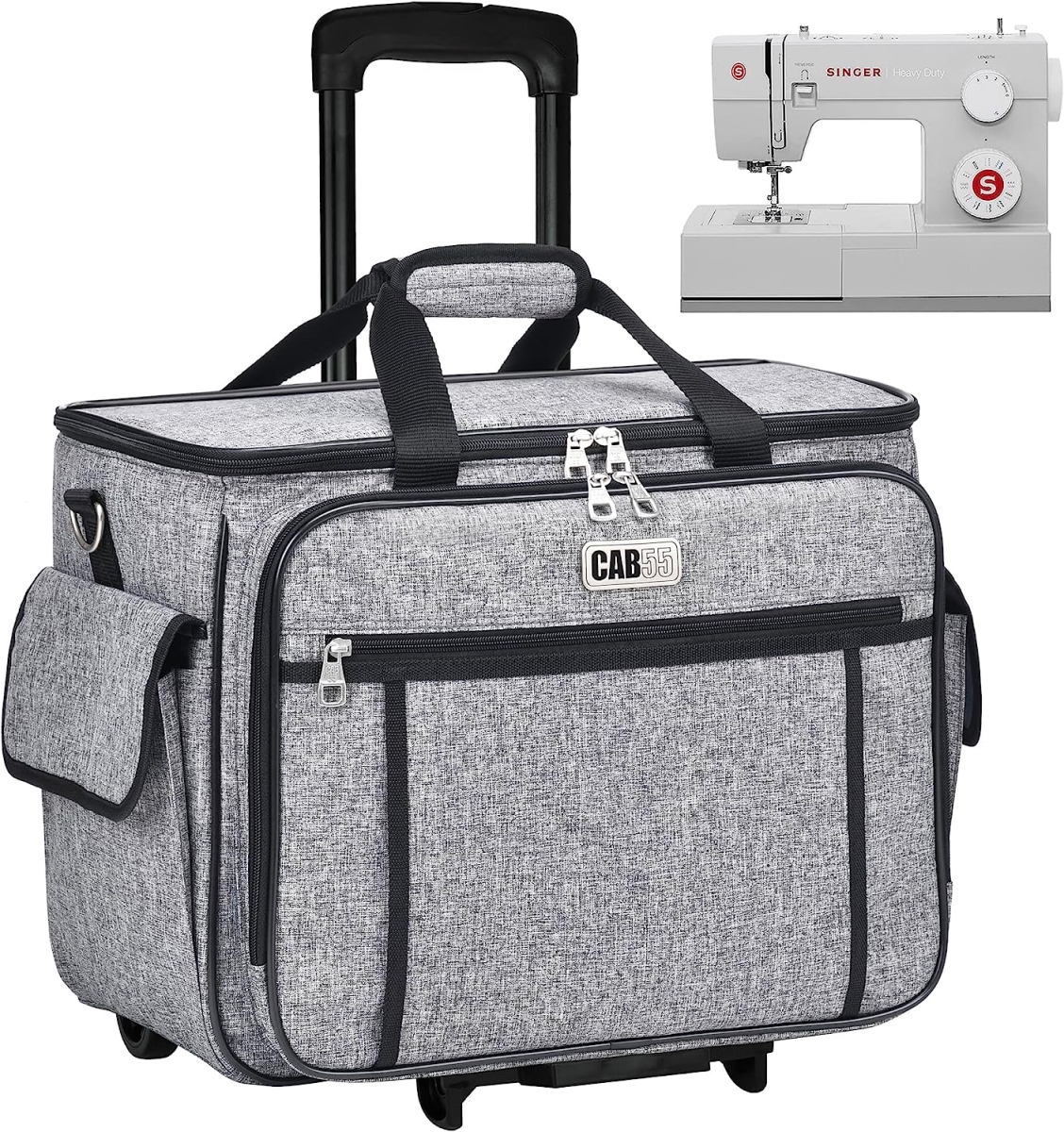 Picture of cab55 Grey-Sewing Rolling Sewing Machine Case&#44; Detachable Rolling Sewing Machine Carrying Case on Wheels-Gray