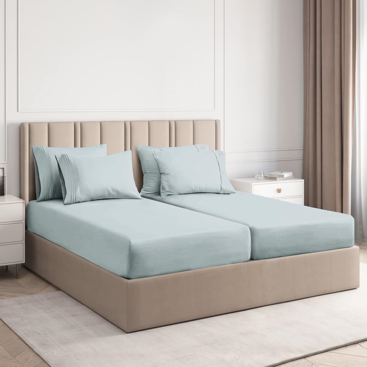 Split King 7 Piece Sheet Set - Breathable & Cooling Bed Sheets