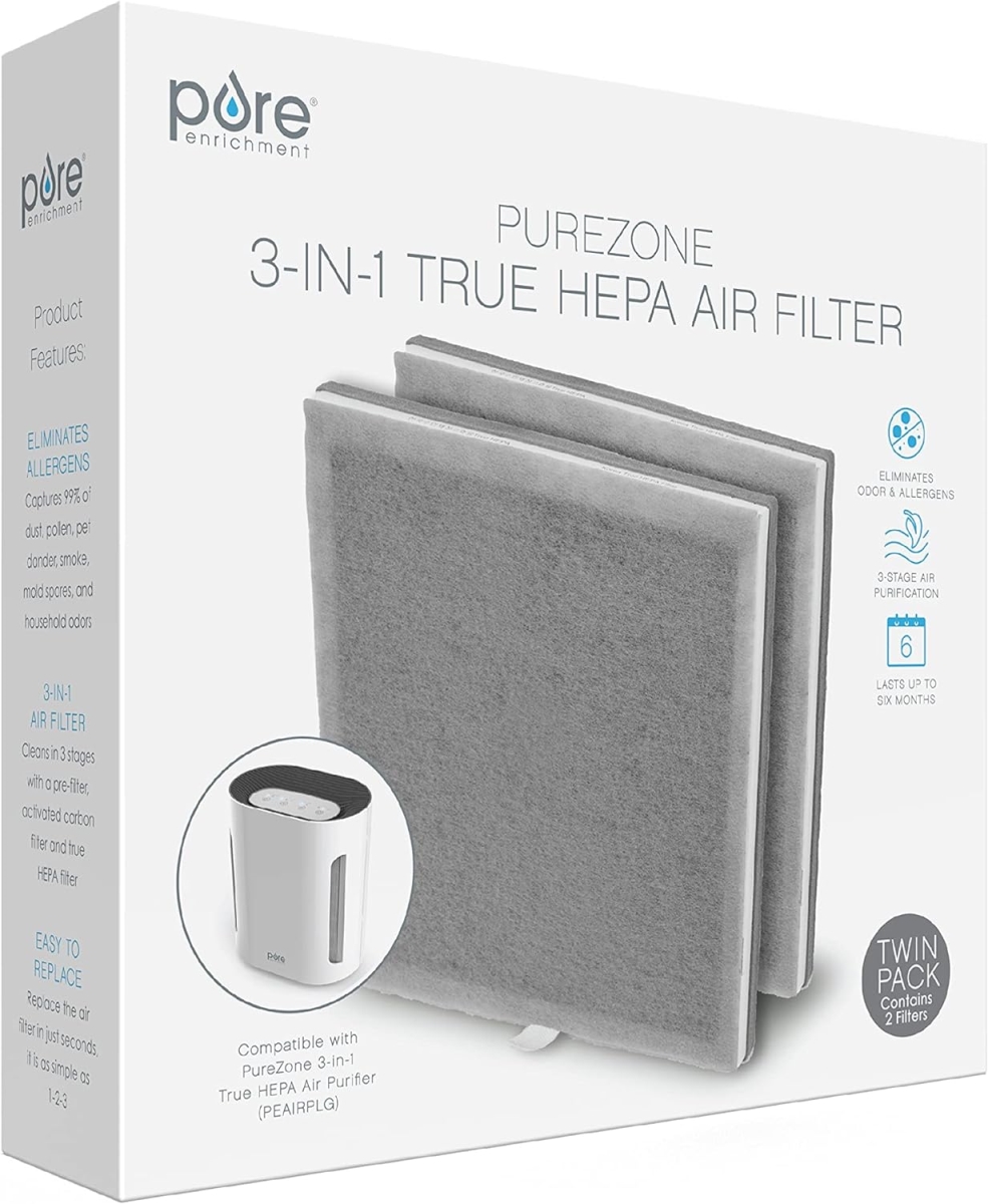 Picture of Pure Enrichment PEAIRFIL2P Pure Enrichment Genuine 3-in-1 True HEPA Replacement Filter for the PureZone Air Purifier - 2 Pack (PEAIRPLG)