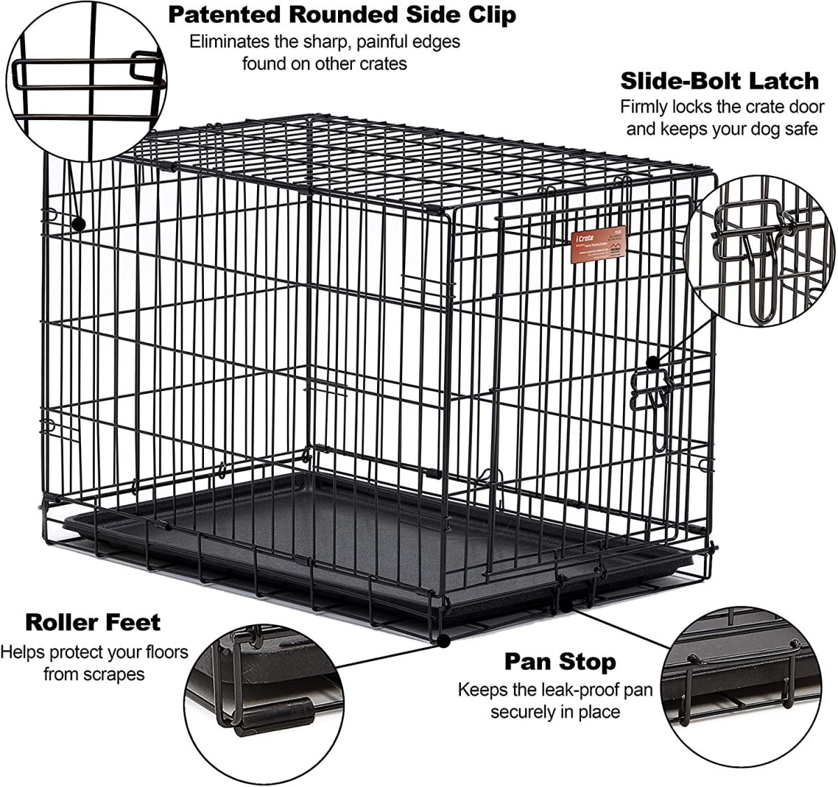 Picture of Qpets  QPC-100L Qpets Dog Crate&#44; 30inch Dog Kennel&#44; Double Door Folding Metal Dog Cage&#44; Training Pet Behavior