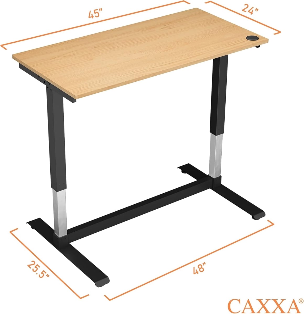 HD-desk  Height Adjustable Computer Desk Electric, 48 x 24 Inches, Black Frame Teak Tabletop