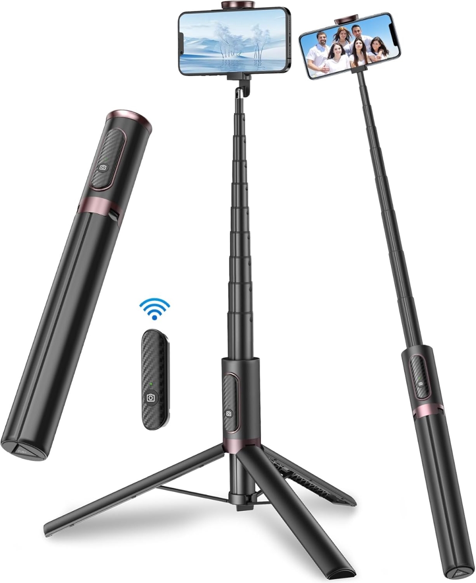 Picture of TONEOF HD-TONEOF 67&apos; TONEOF 67&apos; Cell Phone Selfie Stick Tripod&#44;Smartphone Stand All-in-1 with Integrated Wireless Remote&#44; (Black)