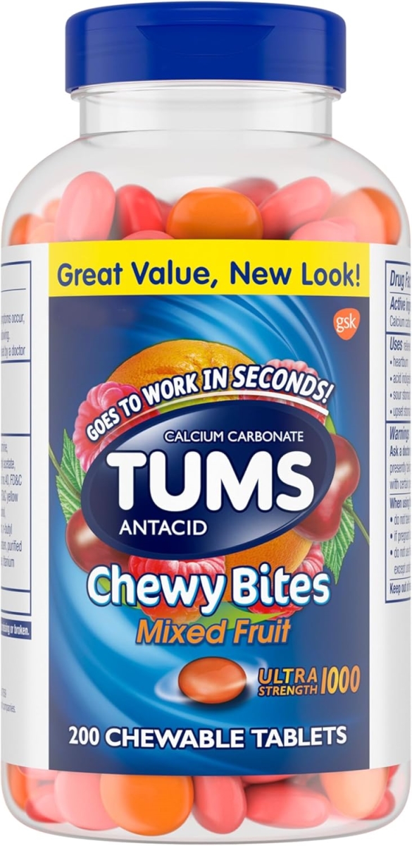 Picture of TUMS HD-200Tums TUMS Chewy Bites Chewable Antacid Tablets for Ultra Strength Heartburn Relief&#44; Mixed Fruit - 200 Count