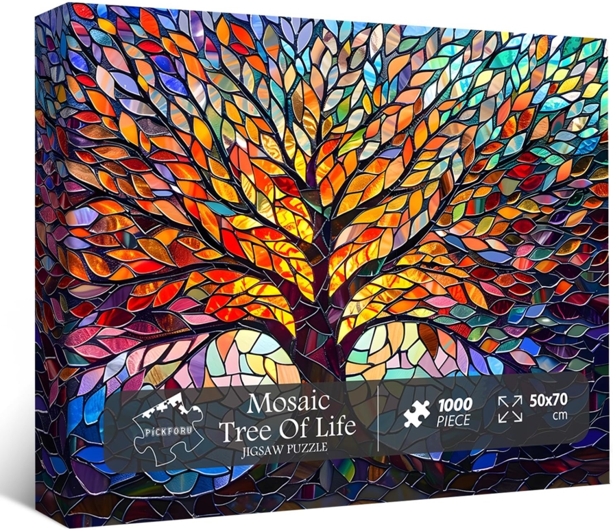 HD-Puzze1000  Stained Glass Puzzle Tree of Life Puzzles for Adults 1000 Pieces, Jigsaw Puzzle 1000 Pieces