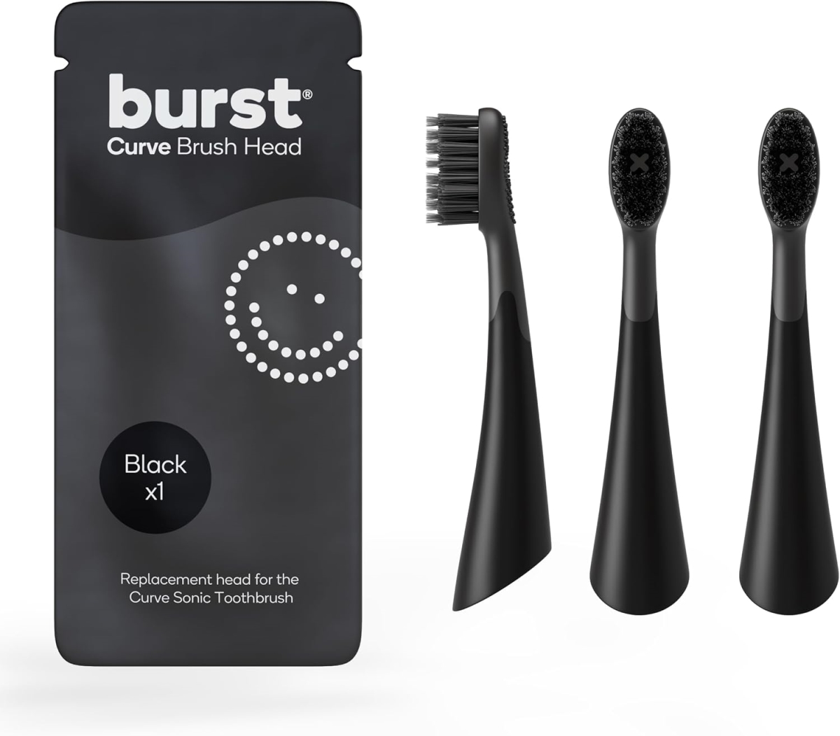 HD-3CurveBlack  Replacement Heads for Curve Sonic Electric Toothbrush (3 Pack/Black)