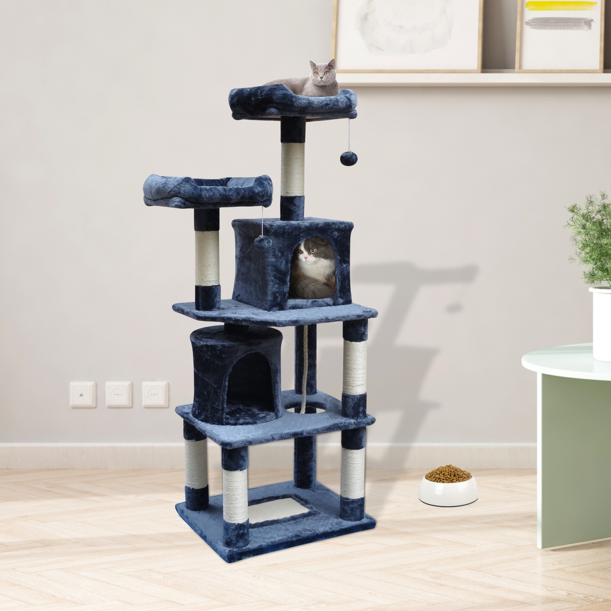 Picture of Qpets CT-203 Qpets 62'' Cat Tree, Super Sturdy Cat Tower with Scratching Posts, Big Cat Condo, Play House for Medium Cat or Big Cat