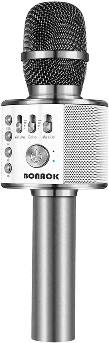 Wireless Bluetooth  Microphone, 3-in-1 Portable Handheld Mic Speaker for All Smartphones,Gifts for Boys Kids Adults All Age Q37(Space Gray) -  BONAOK, Karaoke