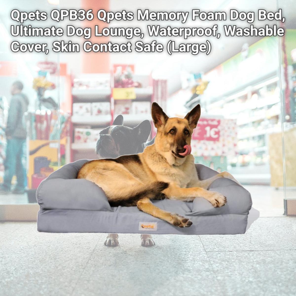 Picture of Qpets QPB36 Qpets Memory Foam Dog Bed, Ultimate Dog Lounge, Waterproof, Washable Cover, Skin Contact Safe (Large)