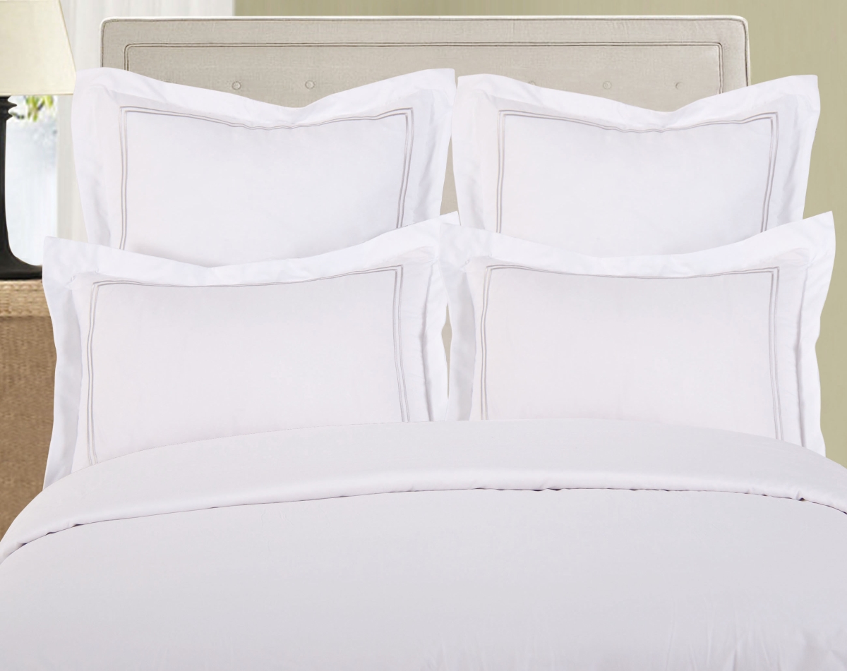 Picture of Lux Hotel FRE27502WHIT07 Baratta Stitch on White Tailored Microfiber Sham  White - Standard - Pack of 2