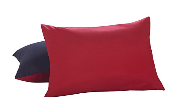 Picture of Lux Hotel FRE24602NVRD10 2Pk Reversible Microfiber Sham  Navy &amp; Red - Standard/Queen - Covers Only