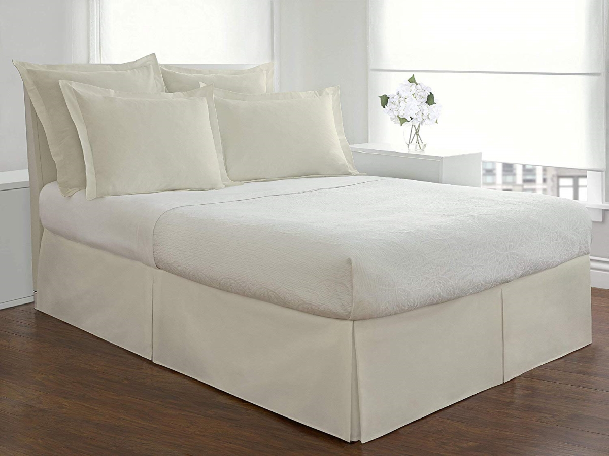 Picture of Belles & Whistles LEV23614IVOR01 14 in. Tailored Ivory Bed Skirt with Pleats&#44; Ivory - Twin Size