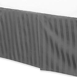 Picture of Fresh Ideas RET298XXBLAC02 Luxury Damask Stripe Tailored 500 Thread Count Bed Skirt&#44; Black - Full Size