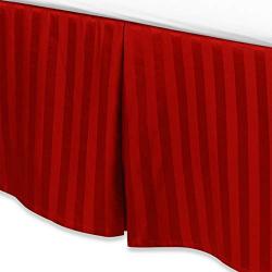 Picture of Fresh Ideas RET298XXREDX03 Luxury Damask Stripe Tailored 500 Thread Count Bed Skirt&#44; Red - Queen Size