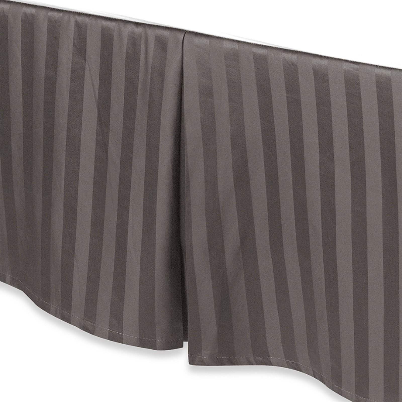 Picture of Fresh Ideas RET298XXCHOC04 Luxury Damask Stripe Tailored 500 Thread Count Bed Skirt&#44; Chocolate - King Size