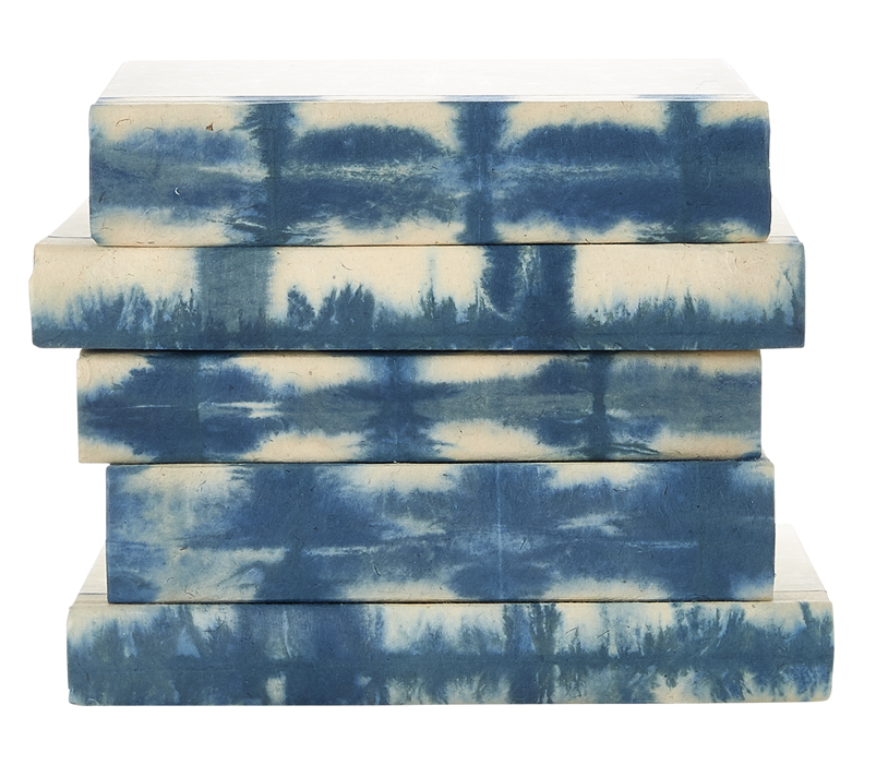 BLOT-BLUE 7.5-9.5 in. Decorative Book Set with Ink Blot Design, Blue - 5 Piece