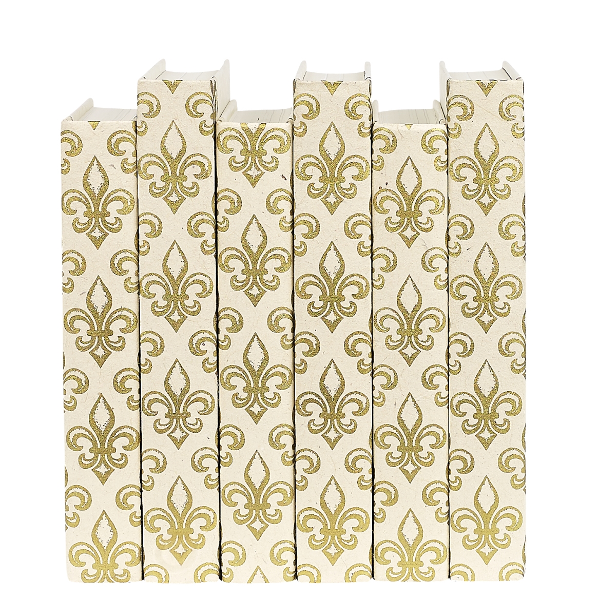 FLEURGOLD 7.5-9.5 in. Decorative Book Set with Fleur De Lis Design, Gold - 6 Piece