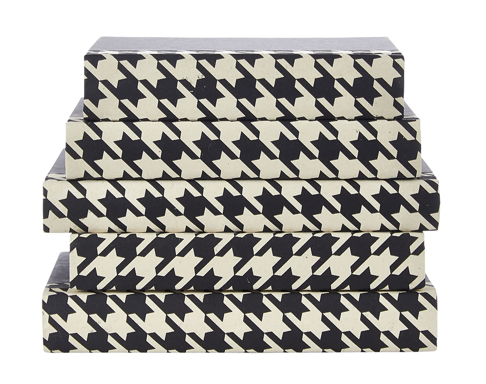 HNDSTOOTH 7.5-9.5 in. Houndstooth Design Decorative Book Set - 5 Piece