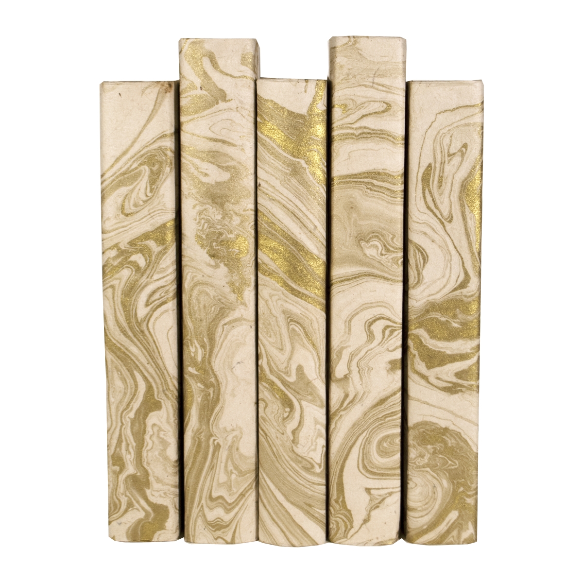 MGOLD 7.5-9.5 in. Decorative Book Set wih Gold Marble Design - 5 Piece