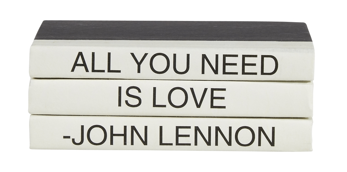QUOTES-03-LENNON Decorative Book Stack with All You Need Is Love Quote - 3 Piece