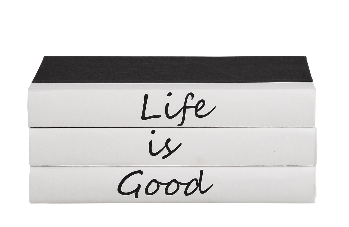 QUOTES-03-LIG Decorative Book Stack with Life is Good Quote - 3 Piece