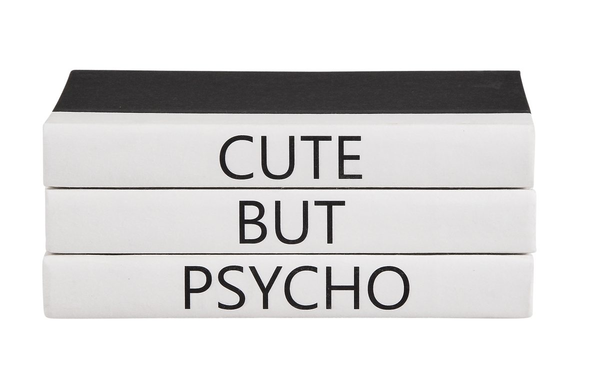 QUOTES-03-PSYCHO Decorative Book Stack with Cute But Psycho Quote - 3 Piece