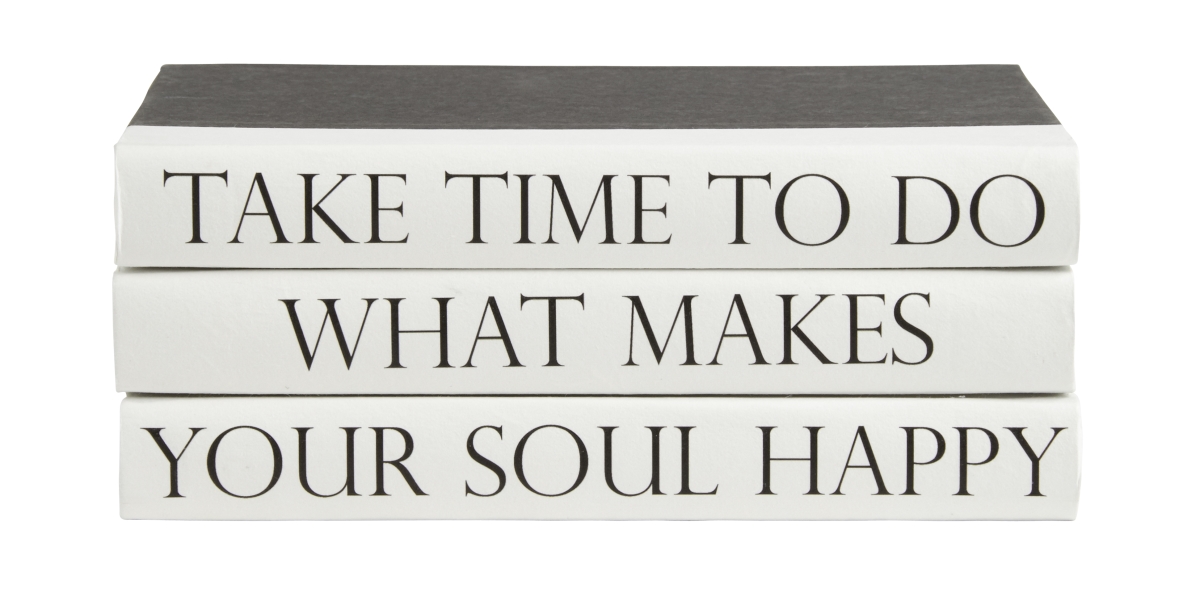 QUOTES-03-TAKE Decorative Book Stack with Make Your Soul Happy Quote - 3 Piece