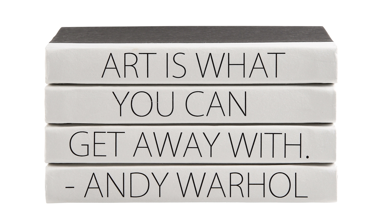 QUOTES-04-ART 9.5 in. Decorative Book Stack with Andy Warhol Quotes - 4 Piece
