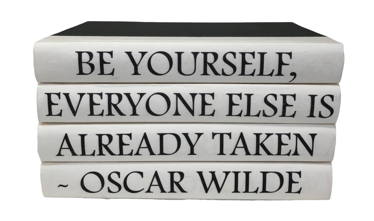 QUOTES-04-WILDE 9.5 in. Decorative Book Stack with Be Yourself Oscar Wilde Quotes - 4 Piece