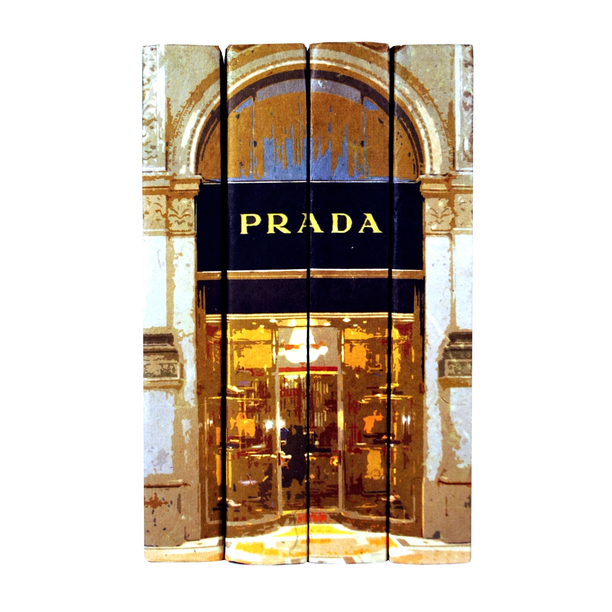 RR-04-PRAD 6.75-9.5 in. Decorative Book Set with Rendering Prada Design - 4 Piece