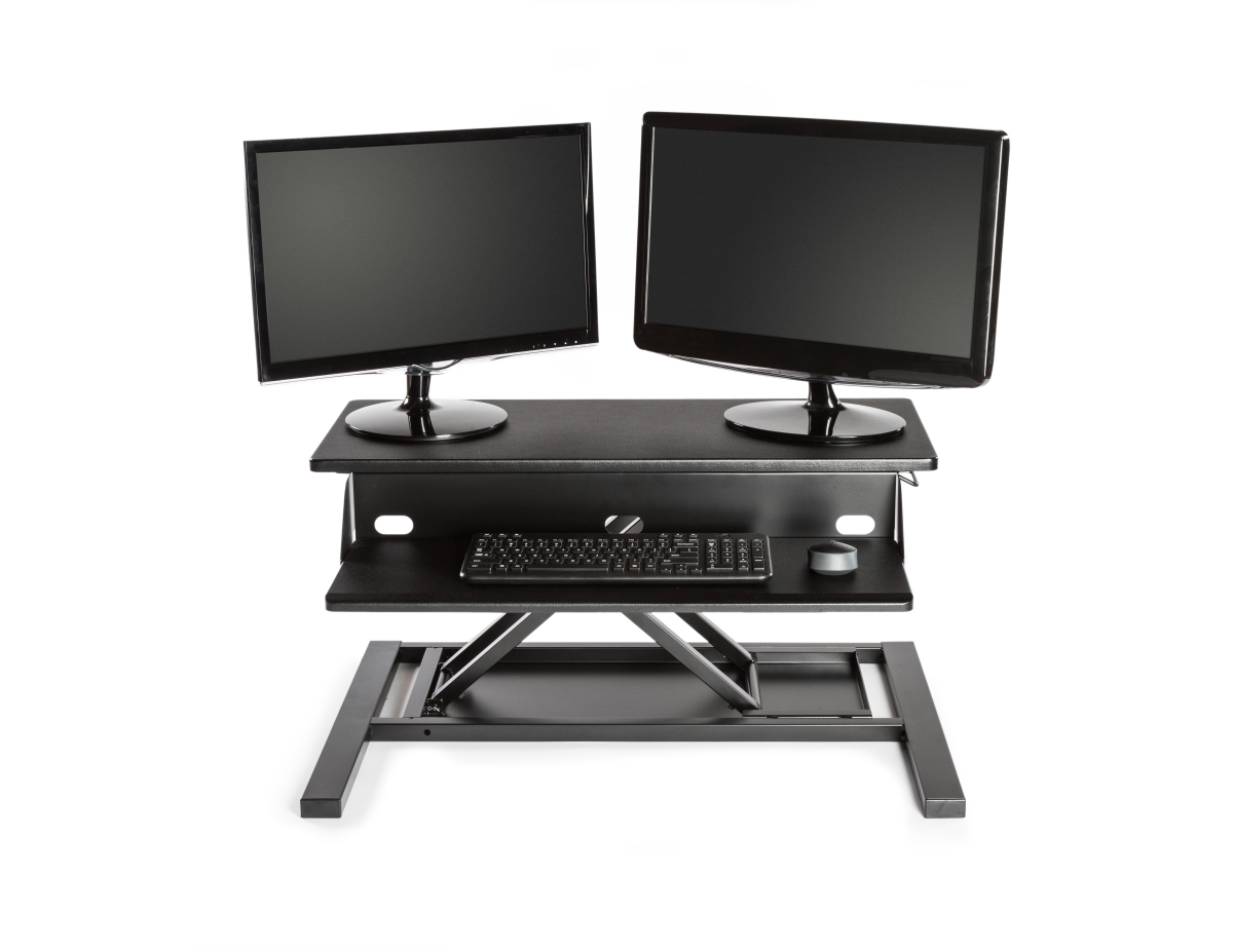 Luxor CVTR PRO-BK Adjustable Standing Desk Converter w/ Keyboard Shelf - 5 to 15 1/2H, Black