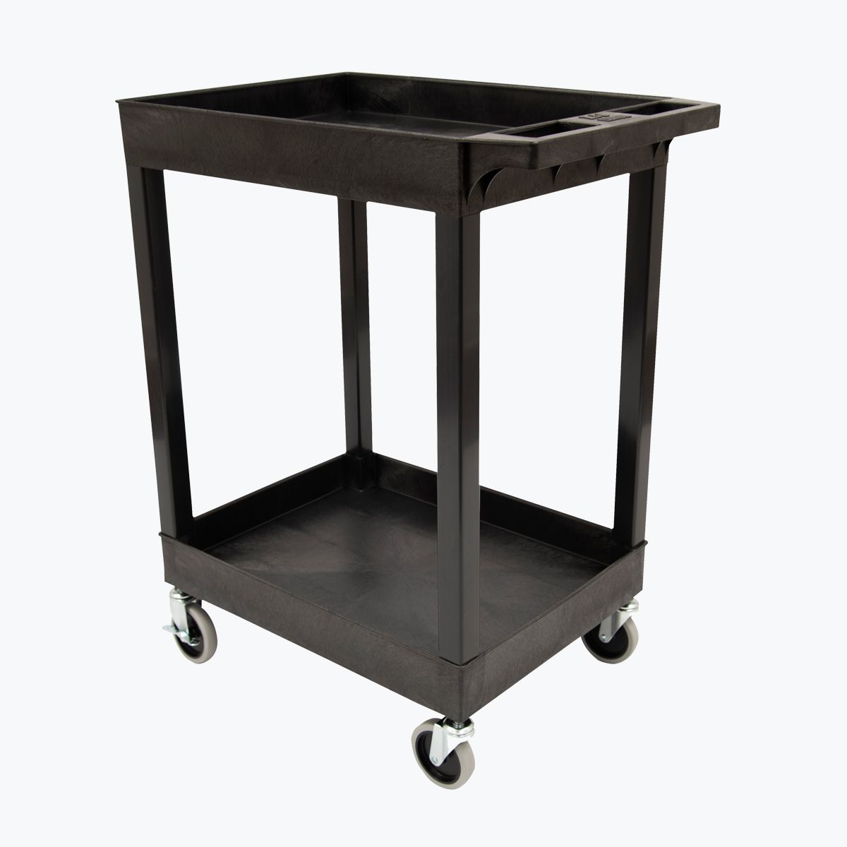 24 x 18 in. Plastic Utility Tub Cart with Two Shelf, Black
